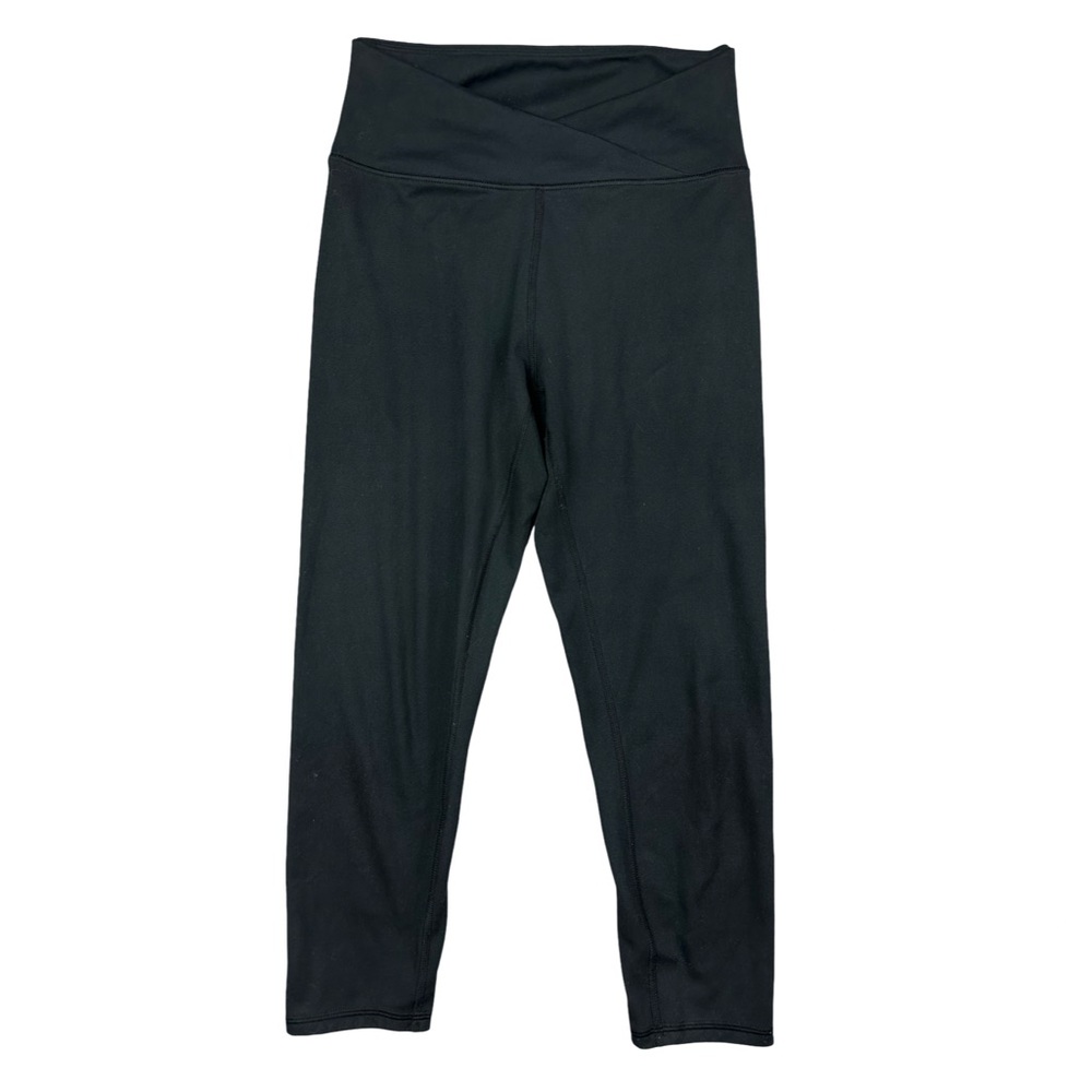 Balance Collection Black Crossover Waist Stretch Athleisure High Rise Leggings S